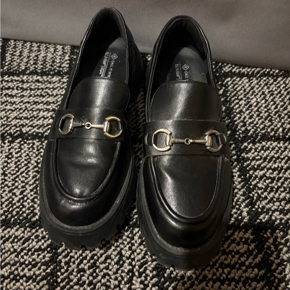 Black Womens 7.5 Call It Spring Lug Sole Loafer